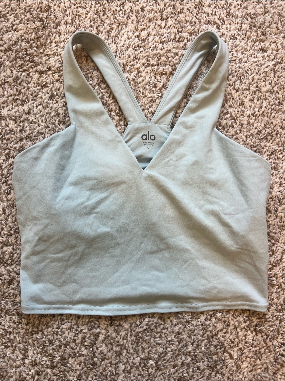 ALO Yoga Airbrush Real Bra Tank Light Blue Sz M